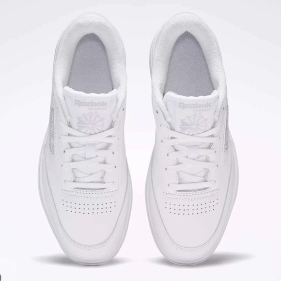 Reebok Shoes - Reebok Women’s Club C White Leather Double Classic Platform Tennis Shoes 7.5
